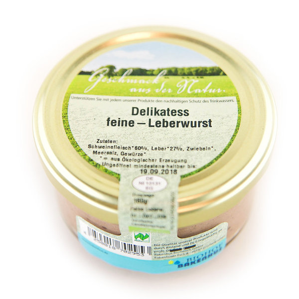 Bio Delikatess Leberwurst fein, 160 g im Glas